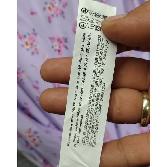 Zara Womens Dress Size Medium Satin Floral Lilac Purple Halter Flowers Designer - Picture 12 of 15